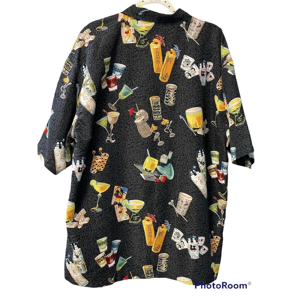 Hawaiian Shirt Sz L Vibes Island Cocktails Tiki Tropical Aloha Magnum